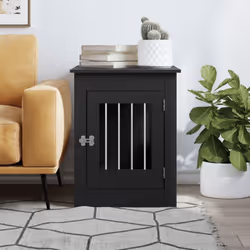 vidaXL Dog Crate Furniture Pet Doghouse Dog Kennel Dog Cage Engineered Wood - black, 55 x 80 x 68 cm