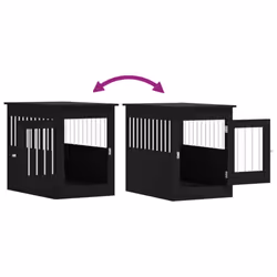 vidaXL Dog Crate Furniture Pet Doghouse Dog Kennel Dog Cage Engineered Wood - black, 55 x 80 x 68 cm - Additional view 9