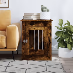 vidaXL Dog Crate Furniture Pet Doghouse Dog Kennel Dog Cage Engineered Wood - smoked oak, 55 x 80 x 68 cm - Additional view 2