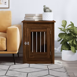 vidaXL Dog Crate Furniture Pet Doghouse Dog Kennel Dog Cage Engineered Wood - brown oak, 55 x 80 x 68 cm - Additional view 2