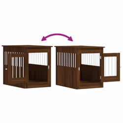 vidaXL Dog Crate Furniture Pet Doghouse Dog Kennel Dog Cage Engineered Wood - brown oak, 55 x 80 x 68 cm - Additional view 9