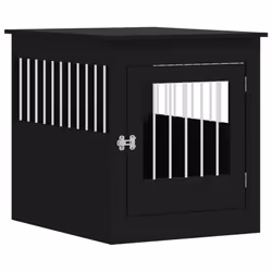 vidaXL Dog Crate Furniture Pet Doghouse Dog Kennel Dog Cage Engineered Wood - black, 64.5 x 80 x 71 cm