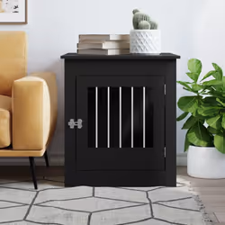 vidaXL Dog Crate Furniture Pet Doghouse Dog Kennel Dog Cage Engineered Wood - black, 64.5 x 80 x 71 cm