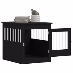 vidaXL Dog Crate Furniture Pet Doghouse Dog Kennel Dog Cage Engineered Wood - black, 64.5 x 80 x 71 cm - Additional view 4
