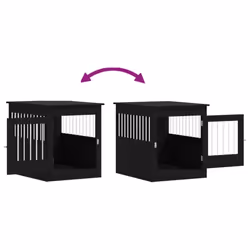 vidaXL Dog Crate Furniture Pet Doghouse Dog Kennel Dog Cage Engineered Wood - black, 64.5 x 80 x 71 cm - Additional view 9