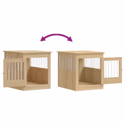 vidaXL Dog Crate Furniture Pet Doghouse Dog Kennel Dog Cage Engineered Wood - sonoma oak, 64.5 x 80 x 71 cm - Additional view 9