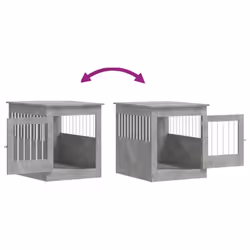 vidaXL Dog Crate Furniture Pet Doghouse Dog Kennel Dog Cage Engineered Wood - concrete grey, 64.5 x 80 x 71 cm - Additional view 9