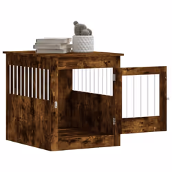 vidaXL Dog Crate Furniture Pet Doghouse Dog Kennel Dog Cage Engineered Wood - smoked oak, 64.5 x 80 x 71 cm - Additional view 4