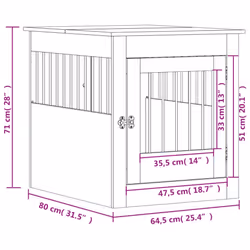 vidaXL Dog Crate Furniture Pet Doghouse Dog Kennel Dog Cage Engineered Wood - brown oak, 64.5 x 80 x 71 cm - Additional view 3