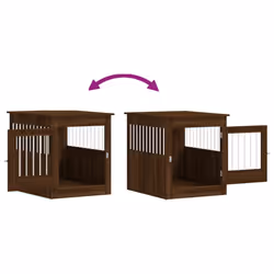 vidaXL Dog Crate Furniture Pet Doghouse Dog Kennel Dog Cage Engineered Wood - brown oak, 64.5 x 80 x 71 cm - Additional view 9