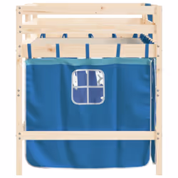 vidaXL Kids' Loft Bed with Curtains Children's Bunk Bed Frame Solid Wood Pine - natural and blue, 80 x 200cm - Additional view 5