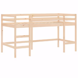 vidaXL Kids' Loft Bed with Curtains Children's Bunk Bed Frame Solid Wood Pine - natural and pink, 80 x 200cm - Additional view 9