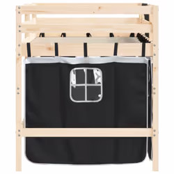 vidaXL Kids' Loft Bed with Curtains Children's Bunk Bed Frame Solid Wood Pine - natural and black, 90 x 190cm - Additional view 5