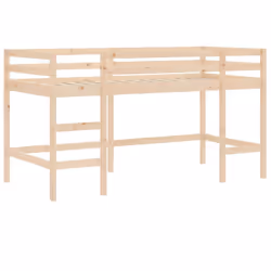 vidaXL Kids' Loft Bed with Curtains Children's Bunk Bed Frame Solid Wood Pine - natural and blue, 90 x 190cm - Additional view 9