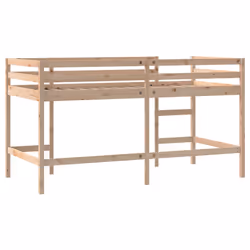 vidaXL Kids' Loft Bed with Ladder Bunk Bed White Solid Wood Pine - natural