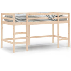 vidaXL Kids' Loft Bed with Ladder Children Bedroom Bunk Bed Solid Wood Pine - natural, 90 x 200 cm