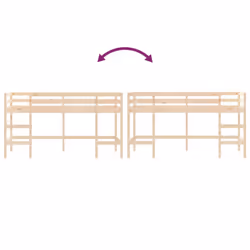 vidaXL Kids' Loft Bed with Ladder Children Bedroom Bunk Bed Solid Wood Pine - natural, 90 x 200 cm - Additional view 6