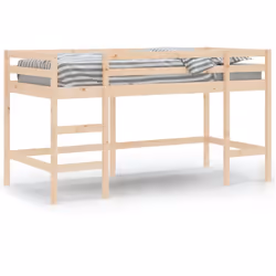 vidaXL Kids' Loft Bed with Ladder Children Bedroom Bunk Bed Solid Wood Pine - natural, 90 x 190 cm