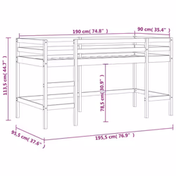 vidaXL Kids' Loft Bed with Ladder Children Bedroom Bunk Bed Solid Wood Pine - natural, 90 x 190 cm