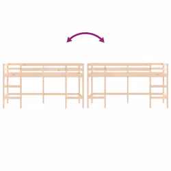 vidaXL Kids' Loft Bed with Ladder Children Bedroom Bunk Bed Solid Wood Pine - natural, 90 x 190 cm - Additional view 8