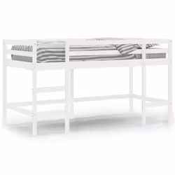 vidaXL Kids' Loft Bed with Ladder Children Bedroom Bunk Bed Solid Wood Pine - white, 90 x 190 cm