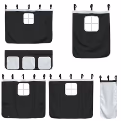 vidaXL Curtains for Loft Bed Blackout Privacy Bed Tent Bed Canopy Polyester - black - Additional view 2