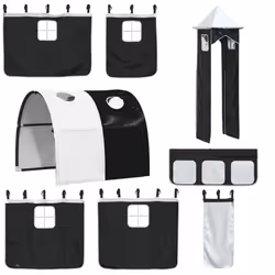 vidaXL Curtains for Loft Bed with Tunnel and Tower Blackout Bed Tent Canopy - white and black - Additional view 2