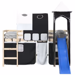 vidaXL Curtains for Loft Bed with Tunnel and Tower Blackout Bed Tent Canopy - white and black - Additional view 4