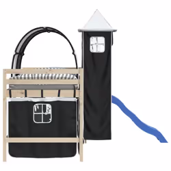 vidaXL Curtains for Loft Bed with Tunnel and Tower Blackout Bed Tent Canopy - white and black - Additional view 5