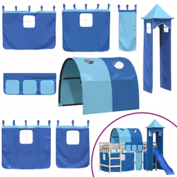 vidaXL Curtains for Loft Bed with Tunnel and Tower Blackout Bed Tent Canopy - blue