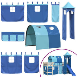 vidaXL Curtains for Loft Bed with Tunnel and Tower Blackout Bed Tent Canopy - blue