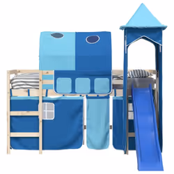 vidaXL Curtains for Loft Bed with Tunnel and Tower Blackout Bed Tent Canopy - blue - Additional view 4