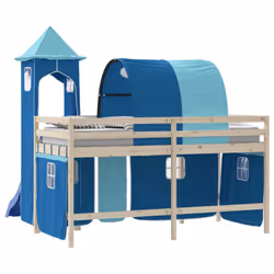 vidaXL Curtains for Loft Bed with Tunnel and Tower Blackout Bed Tent Canopy - blue - Additional view 6