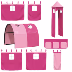vidaXL Curtains for Loft Bed with Tunnel and Tower Blackout Bed Tent Canopy - pink - Additional view 2