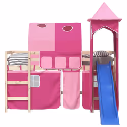 vidaXL Curtains for Loft Bed with Tunnel and Tower Blackout Bed Tent Canopy - pink - Additional view 4
