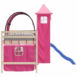 vidaXL Curtains for Loft Bed with Tunnel and Tower Blackout Bed Tent Canopy - pink - Additional view 5
