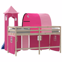 vidaXL Curtains for Loft Bed with Tunnel and Tower Blackout Bed Tent Canopy - pink - Additional view 6