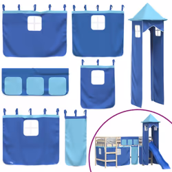 vidaXL Curtains for Loft Bed with Tower Privacy Blackout Bed Canopy Polyester - blue