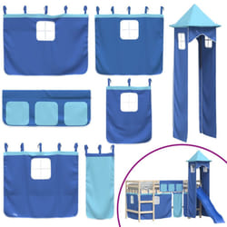 vidaXL Curtains for Loft Bed with Tower Privacy Blackout Bed Canopy Polyester - blue