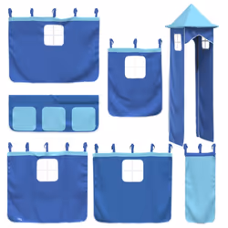 vidaXL Curtains for Loft Bed with Tower Privacy Blackout Bed Canopy Polyester - blue
