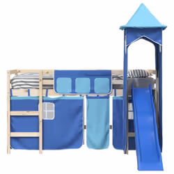 vidaXL Curtains for Loft Bed with Tower Privacy Blackout Bed Canopy Polyester - blue - Additional view 4