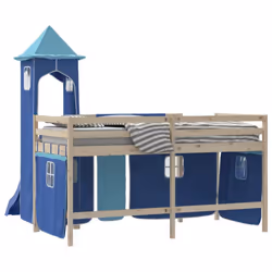 vidaXL Curtains for Loft Bed with Tower Privacy Blackout Bed Canopy Polyester - blue - Additional view 6