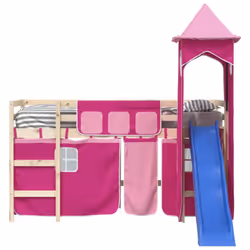 vidaXL Curtains for Loft Bed with Tower Privacy Blackout Bed Canopy Polyester - pink - Additional view 4