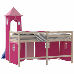 vidaXL Curtains for Loft Bed with Tower Privacy Blackout Bed Canopy Polyester - pink - Additional view 6