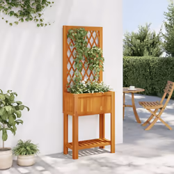vidaXL Planter with Trellis and Shelf Flower Raised Bed Solid Wood Acacia - Additional view 2