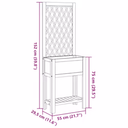 vidaXL Planter with Trellis and Shelf Flower Raised Bed Solid Wood Acacia - Additional view 3