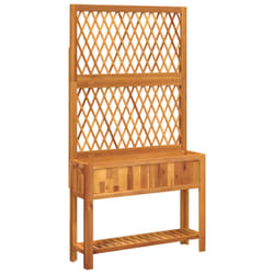 vidaXL Planter with Trellis and Shelf Flower Raised Bed Solid Wood Acacia