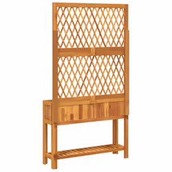 vidaXL Planter with Trellis and Shelf Flower Raised Bed Solid Wood Acacia - Additional view 5