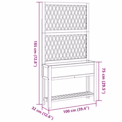 vidaXL Planter with Trellis and Shelf Flower Raised Bed Solid Wood Acacia - Additional view 7