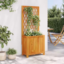 vidaXL Planter with Trellis Outdoor Flower Pot Raised Bed Solid Wood Acacia